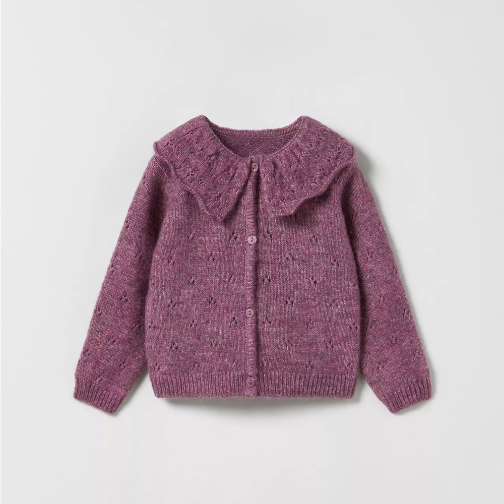 Kids Purple Knit Cardigan